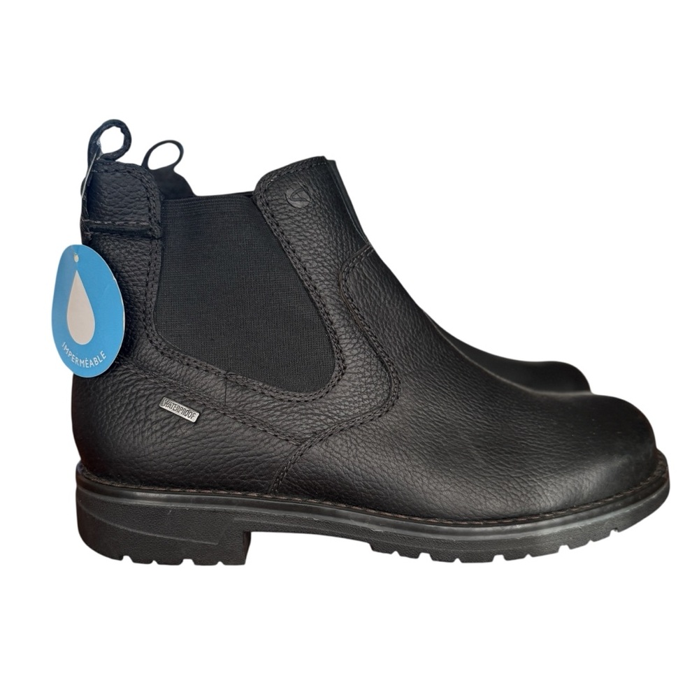 Clarks Men's Waterproof Black Leather Boots Size 8.5 NWOB